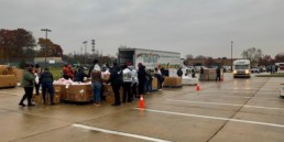 Farmington Hills employees volunteering at one of Forgotten Harvest's mobile food pantries.